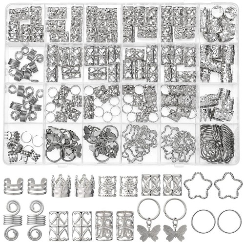 Haarschmuck 200 teilig silber - haarschmuck,